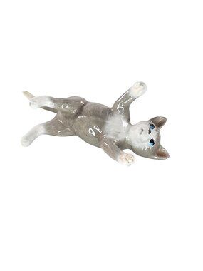 Hagen Renaker Pedro's Cat Grey On Back Miniature Figurine Kitty Playing